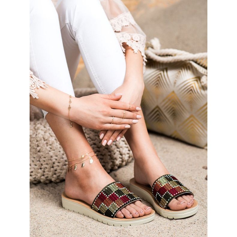 SHELOVET Pantofle s krychlovým zirkonem vícebarevný 2