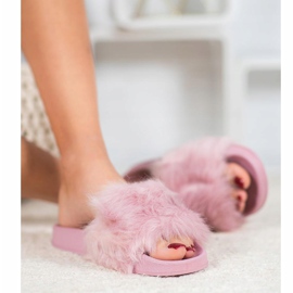 SHELOVET Gumové pantofle s kožešinou fialový 1