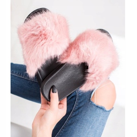 SHELOVET Pohodlné kožešinové pantofle růžový 2