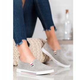 Filippo Šedé kožené tenisky šedá 2