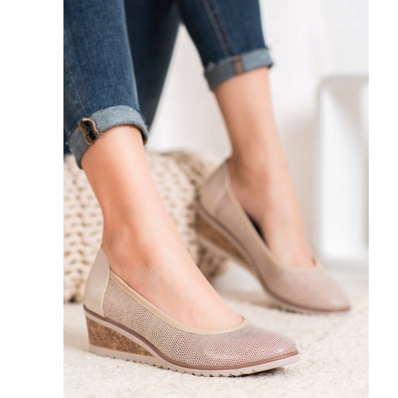 Elegantní balerínky VINCEZA béžový hnědý 1