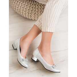 Goodin Prolamované pumpy s mašlí šedá 1