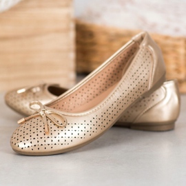 SHELOVET Prolamovaná baletka s eko kůží zlatý 1