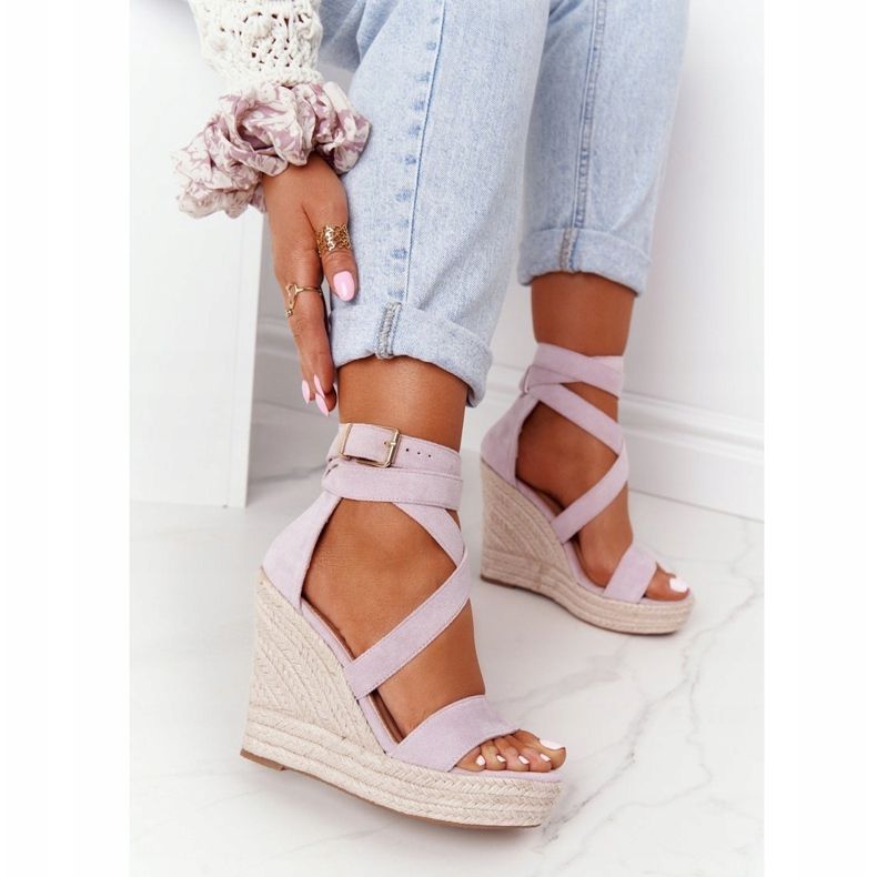 MSMG Klínové sandály s pleteným fialovým lanzarotem 1