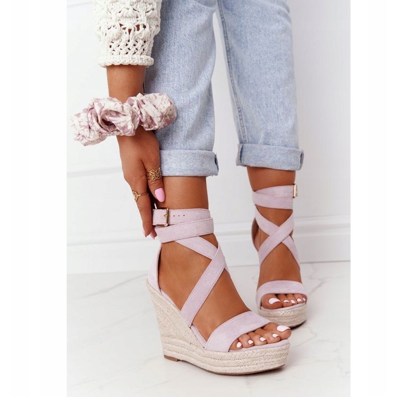 MSMG Klínové sandály s pleteným fialovým lanzarotem 2