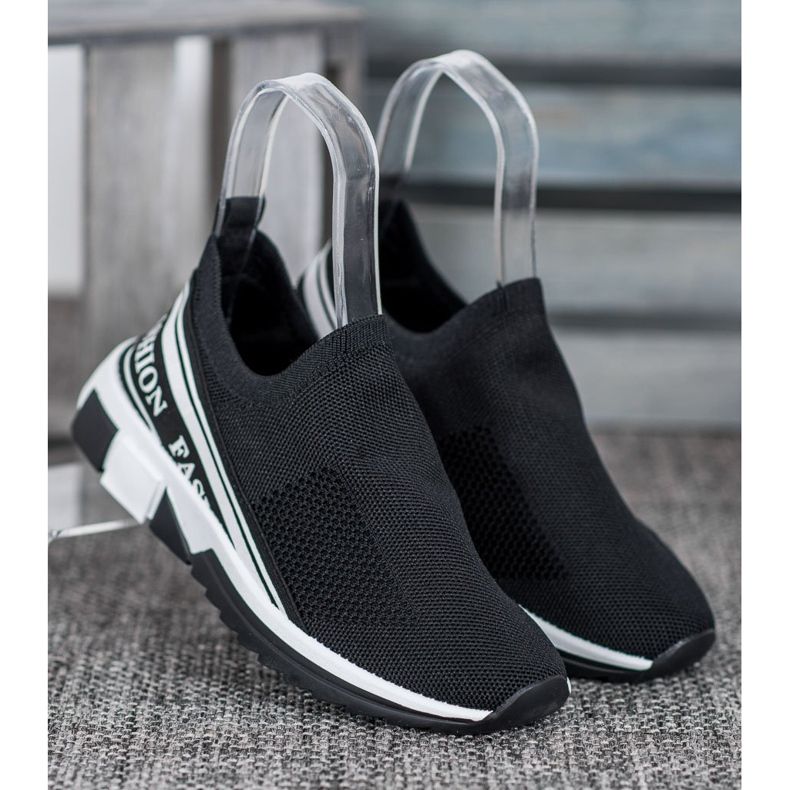 SHELOVET Prolamovaná móda Slipony bílý černá 1