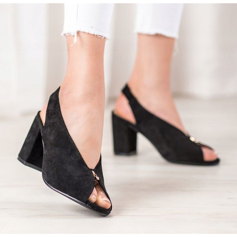 Elegantní boty na sloupku VINCEZA černá 2