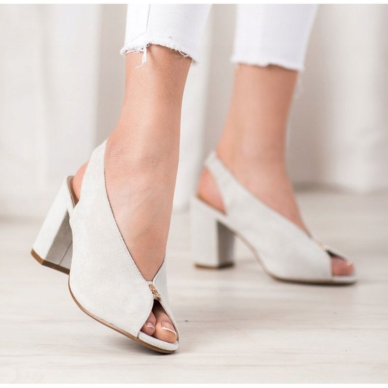 Elegantní boty na sloupku VINCEZA stříbro 2