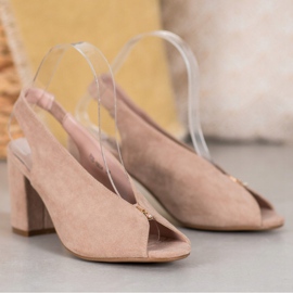 Elegantní boty na sloupku VINCEZA béžový 1