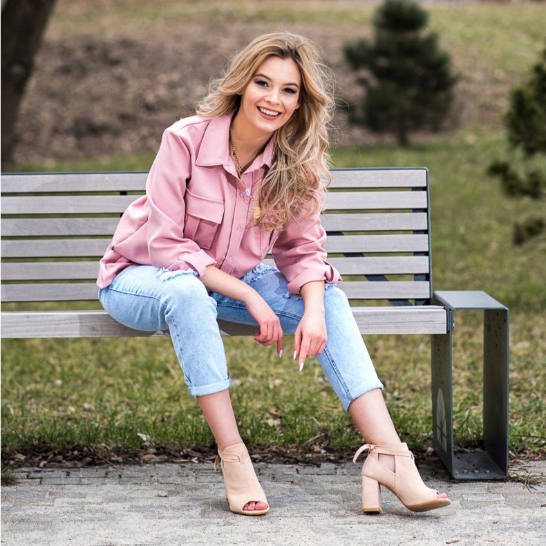 Vázané boty s otevřenou špičkou VINCEZA béžový 2 Vázané boty s otevřenou špičkou VINCEZA béžový 2