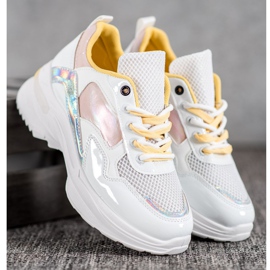 SHELOVET Stylové tenisky z ekologické kůže bílý vícebarevný 1