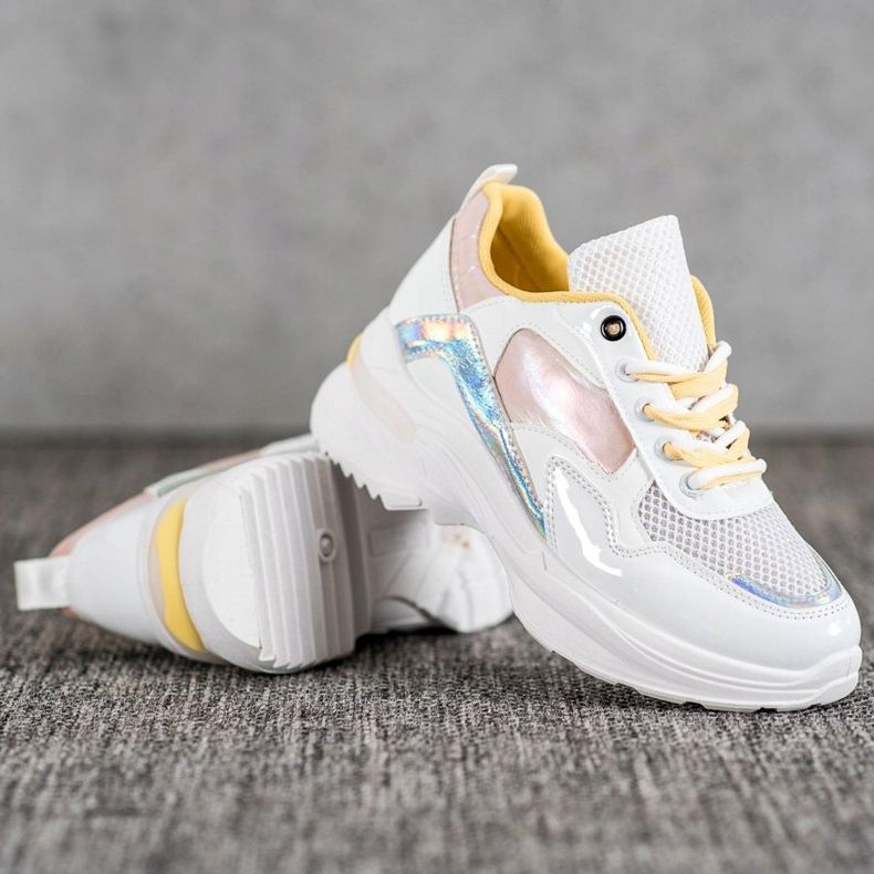 SHELOVET Stylové tenisky z ekologické kůže bílý vícebarevný 2