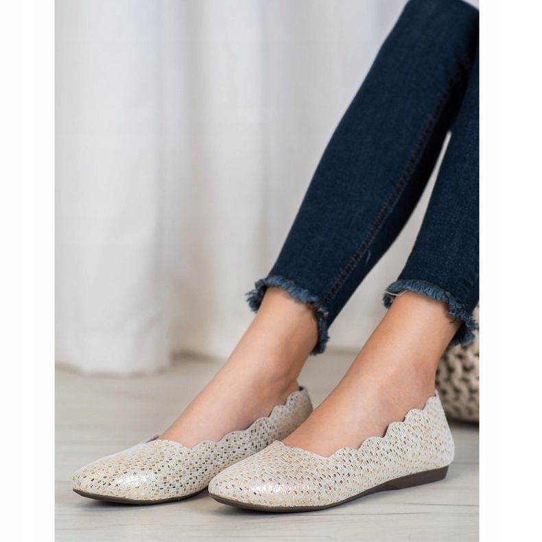 Filippo Módní kožené balerínky zlatý 2