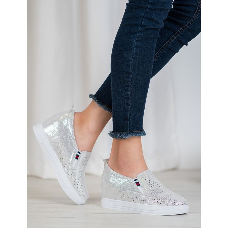 Filippo Kožené klínové boty šedá 2