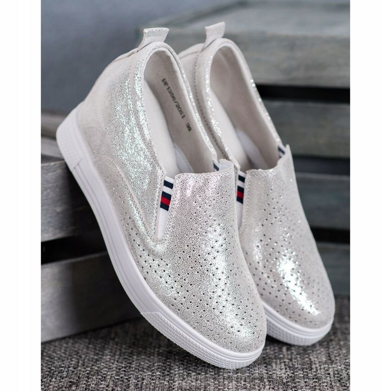 Filippo Kožené klínové boty šedá 1