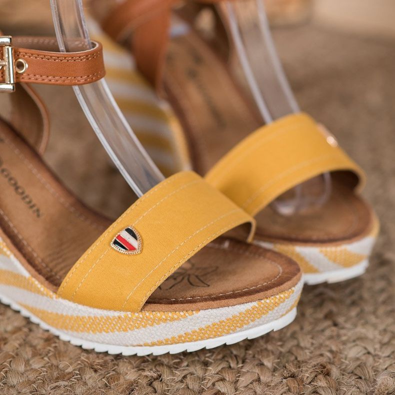 Goodin Módní sandály na klínku hnědý vícebarevný žlutá 1 Goodin Módní sandály na klínku hnědý vícebarevný žlutá 1