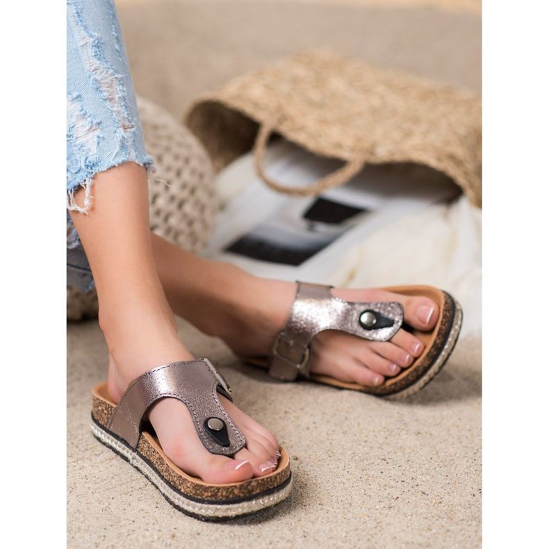 Žabky na platformě VINCEZA šedá 1