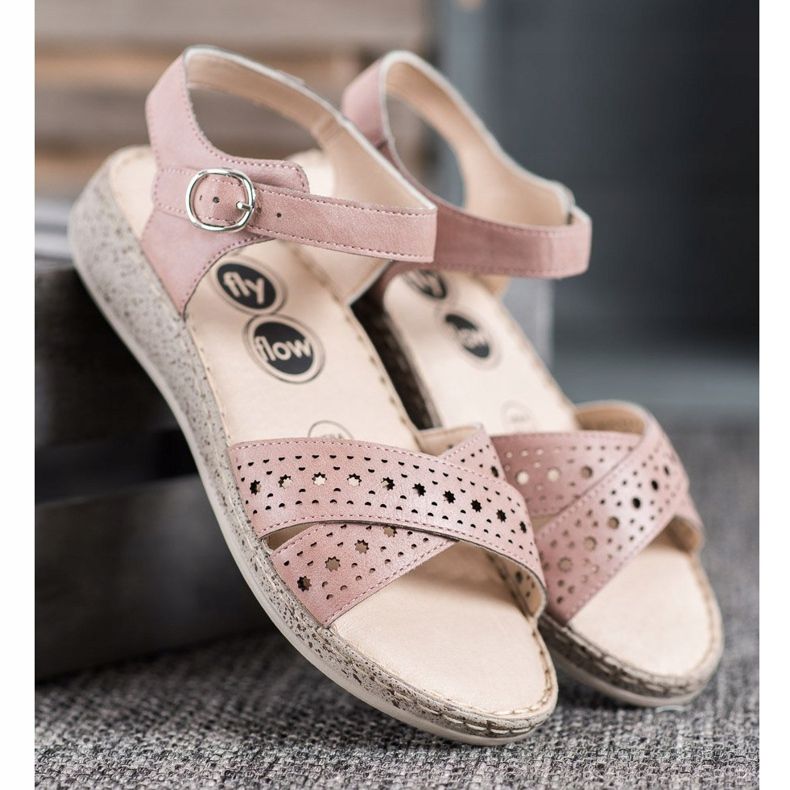 SHELOVET Lehké sandály na platformě růžový 1