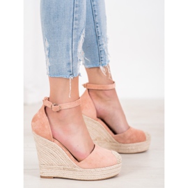 SHELOVET Stylové espadrilky na klínku růžový 1