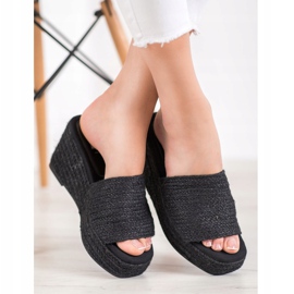 Kylie Módní klínové pantofle černý 2