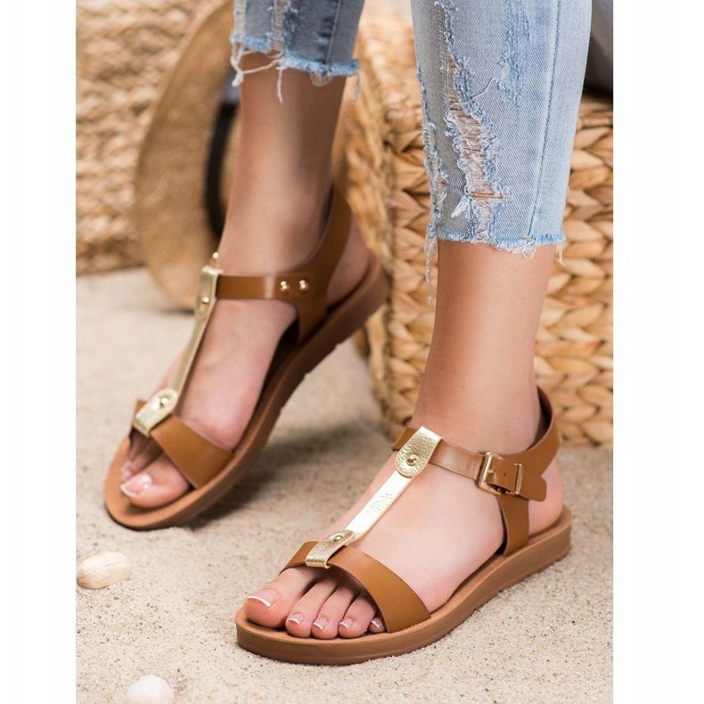 Filippo Pohodlné sandály hnědý zlatý 1