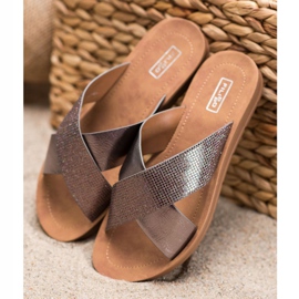 Filippo Lesklé pantofle z eko kůže šedá 1