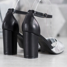 Small Swan Klasické sandály na baru černá šedá 1 Small Swan Klasické sandály na baru černá šedá 1