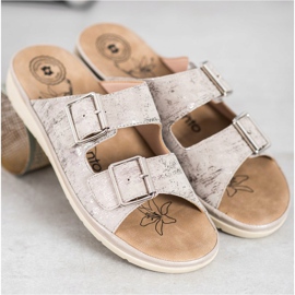 Evento Pohodlné pantofle z ekologické kůže šedá 1