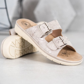 Evento Pohodlné pantofle z ekologické kůže šedá 2