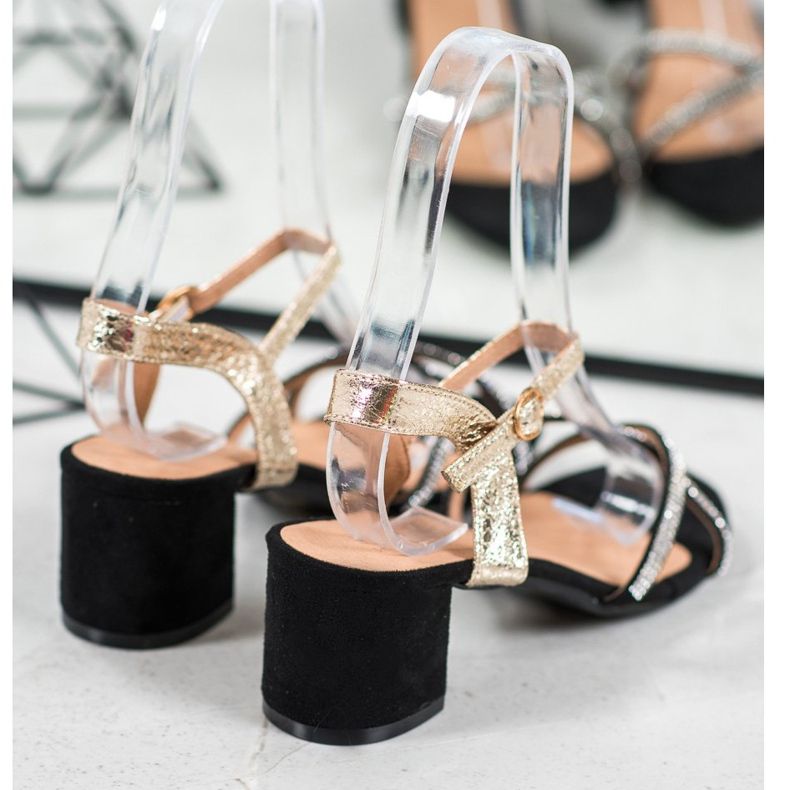 Small Swan Sandály Na Tyči S Kubickým Zirkonem černá žlutá 1 Small Swan Sandály Na Tyči S Kubickým Zirkonem černá žlutá 1