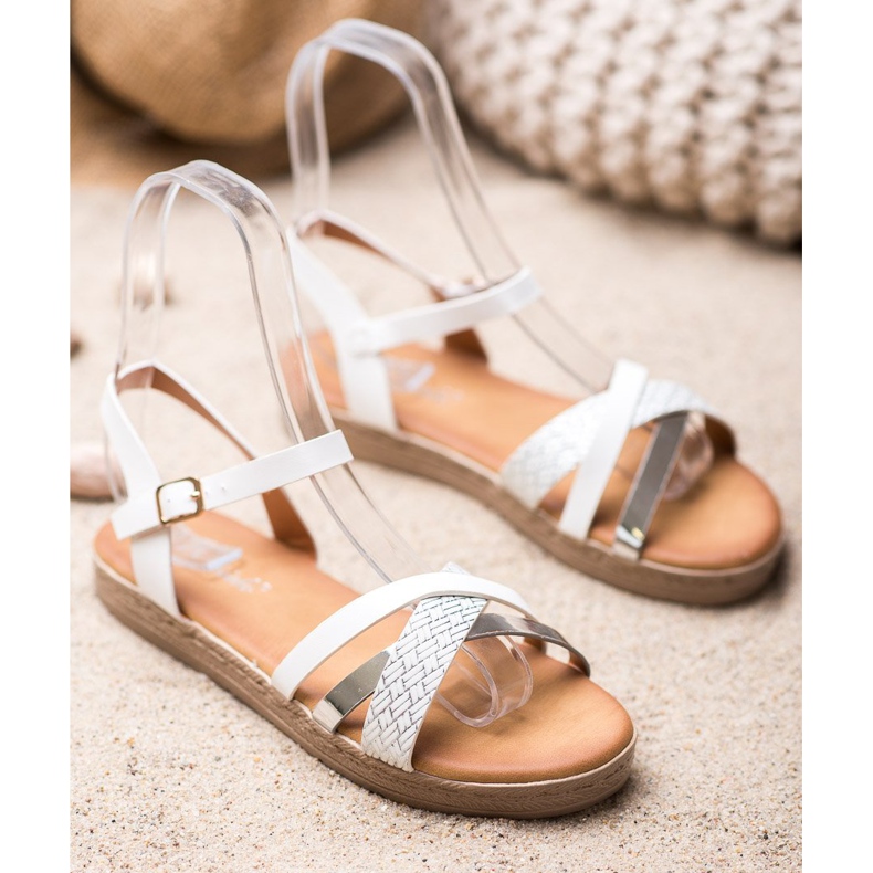 Weide Stylové sandály vyrobené z ekologické kůže bílý šedá 1
