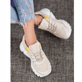 SHELOVET Stylové tenisky na platformě béžový růžový žlutá 1