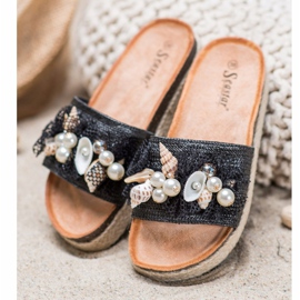 Seastar Stylové pantofle se síťovinou černá 1 Seastar Stylové pantofle se síťovinou černá 1