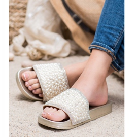 Seastar Elegantní pantofle s perlami zlatý 1 Seastar Elegantní pantofle s perlami zlatý 1