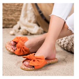 Renda Elegantní pantofle s mašlí oranžový 2