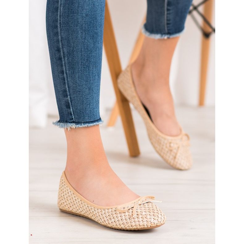 Small Swan Pletené balerínky hnědý 1