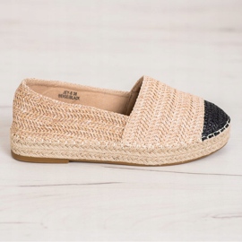 SHELOVET Módní espadrilky na platformě béžový 2