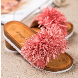 SHELOVET Stylové korálové pantofle vícebarevný růžový 2