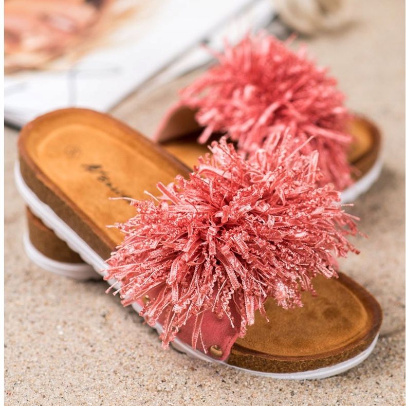 SHELOVET Stylové korálové pantofle vícebarevný růžový 2