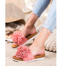 SHELOVET Stylové korálové pantofle vícebarevný růžový 1