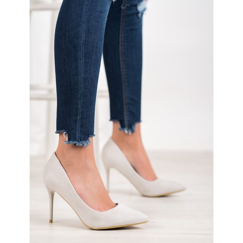 SHELOVET Sexy šedé vysoké podpatky šedá 2