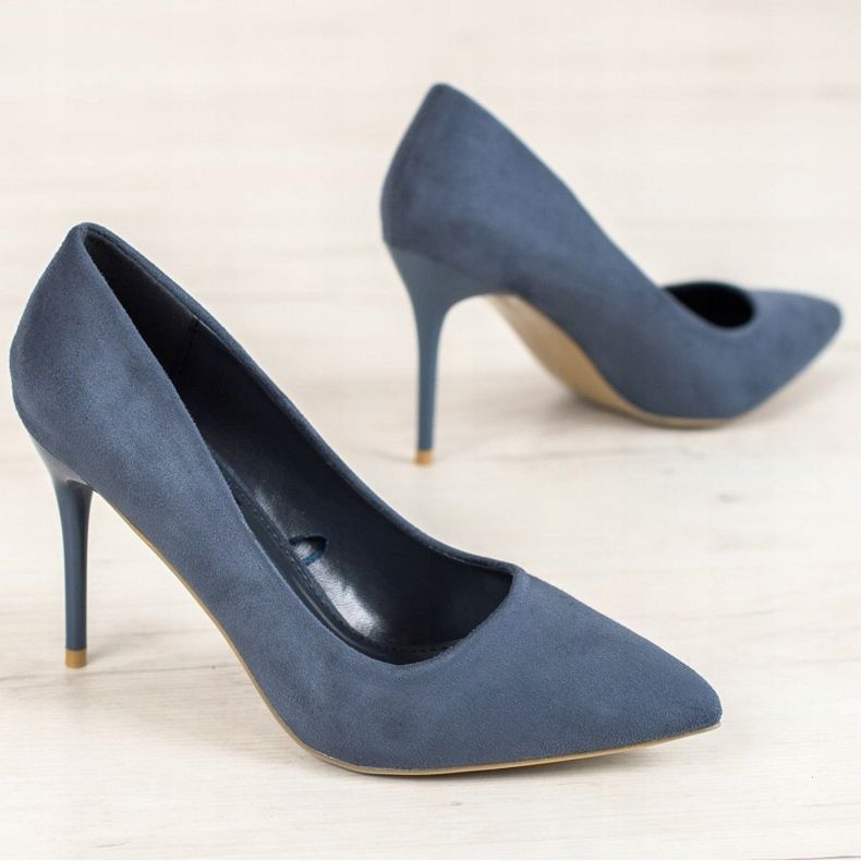 SHELOVET Sexy tmavě modré vysoké podpatky modrý 2