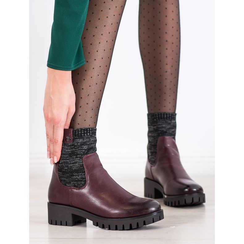 M.Daszyński Nazouvací boty na platformě červený 1