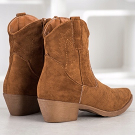 Ideal Shoes Kovbojské boty se semišem hnědý 1