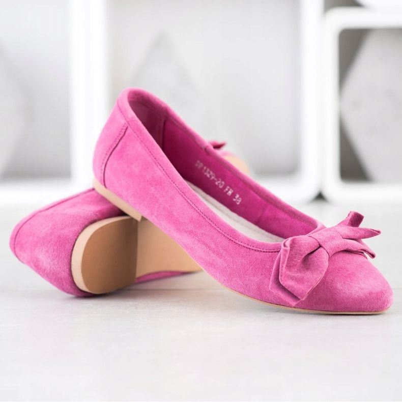 Filippo Kožená balerína s mašlí růžový 2 Filippo Kožená balerína s mašlí růžový 2