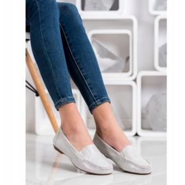 Filippo Lesklé kožené mokasíny stříbro 1