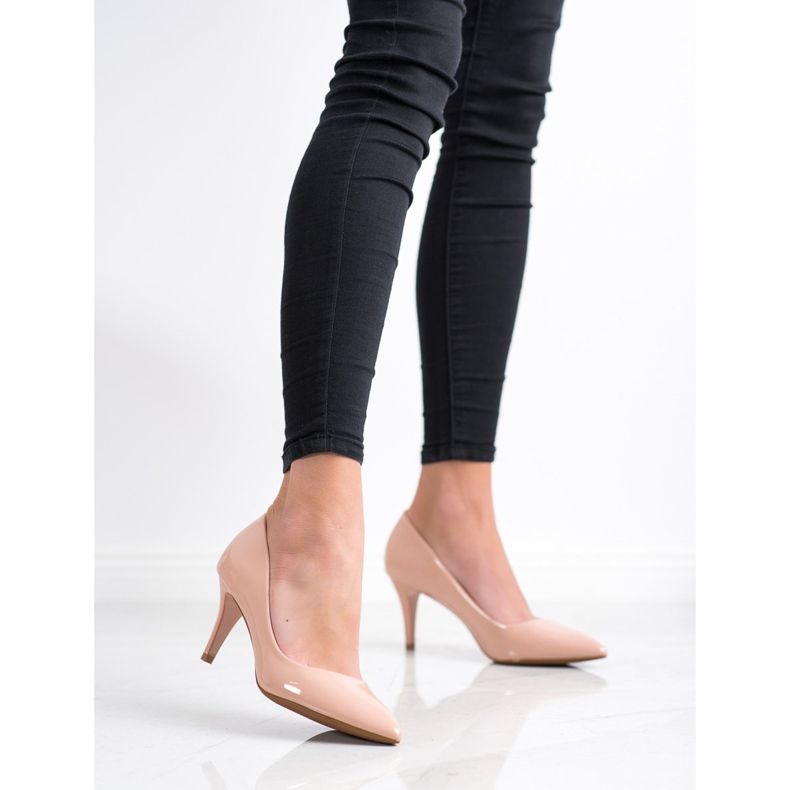 Goodin Klasické lakované lodičky béžový růžový 1