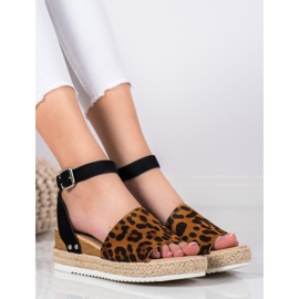 Kylie Klínové sandály s leopardím potiskem hnědý černý 1
