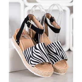 Kylie Klínové sandály Zebra s potiskem bílý černý 1