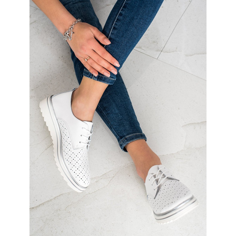 Kylie Kožené Brogues Na Platformě bílý 2